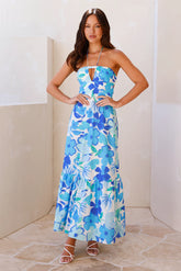 Surfside Escape Halter Maxi Dress Blue